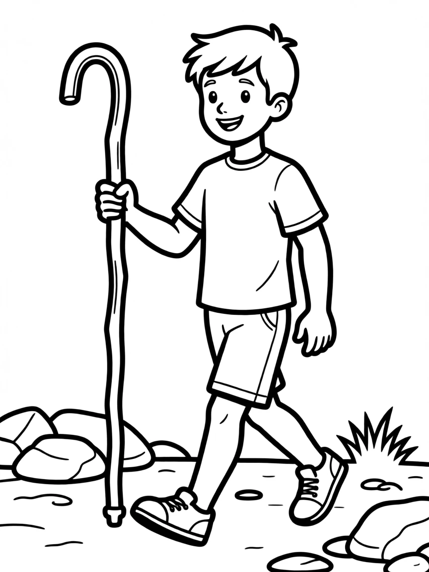 A strong walking stick for support.