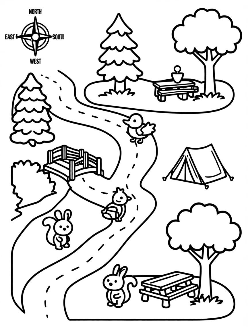 A friendly map showing a hiking path.