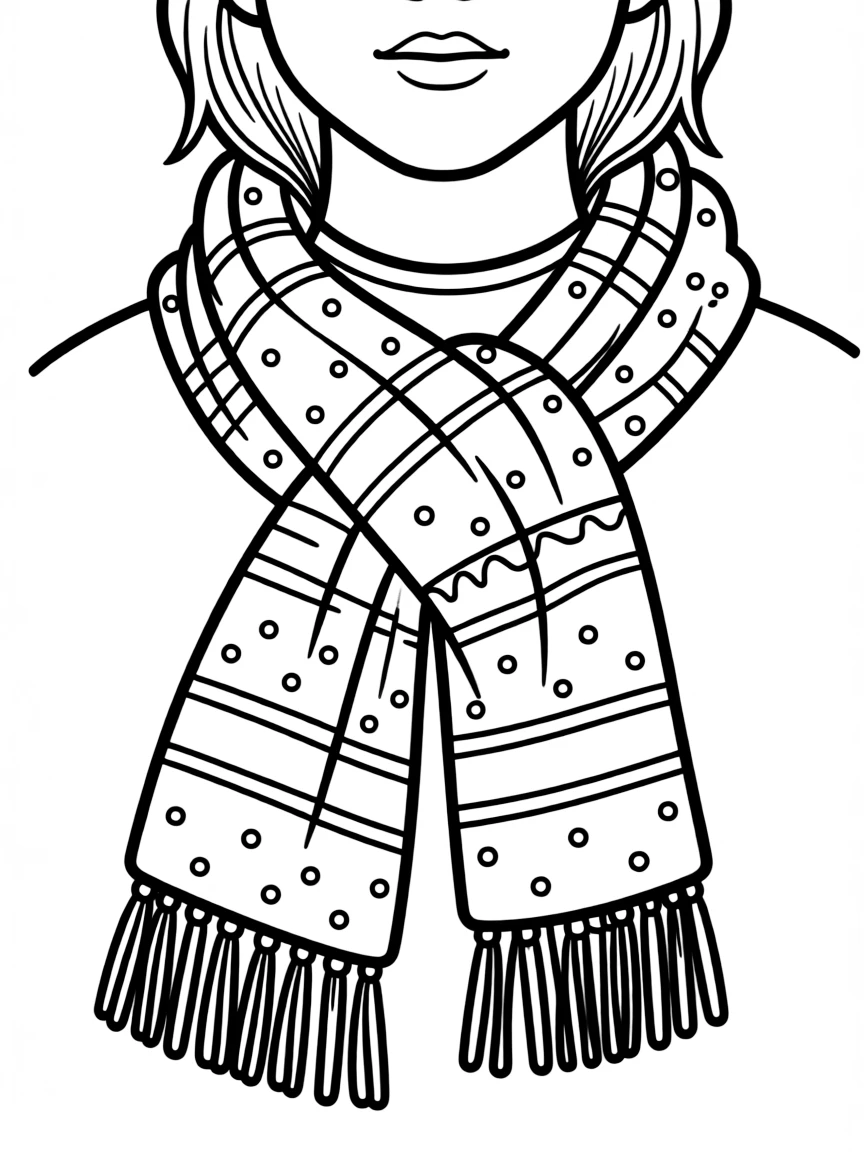 A cozy scarf wrapped around a neck.