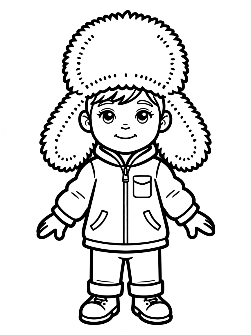 A fluffy hat keeping ears warm.