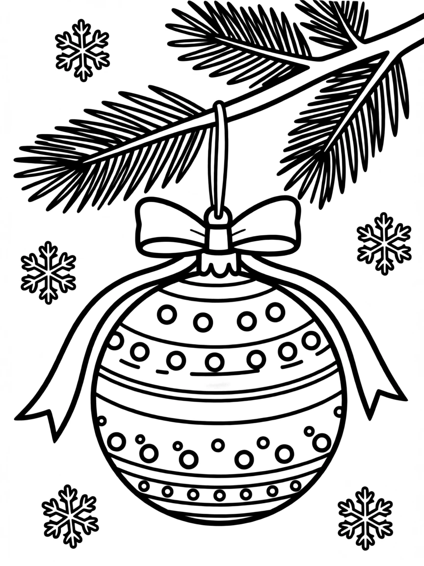 A colorful Christmas ornament hanging on a tree.