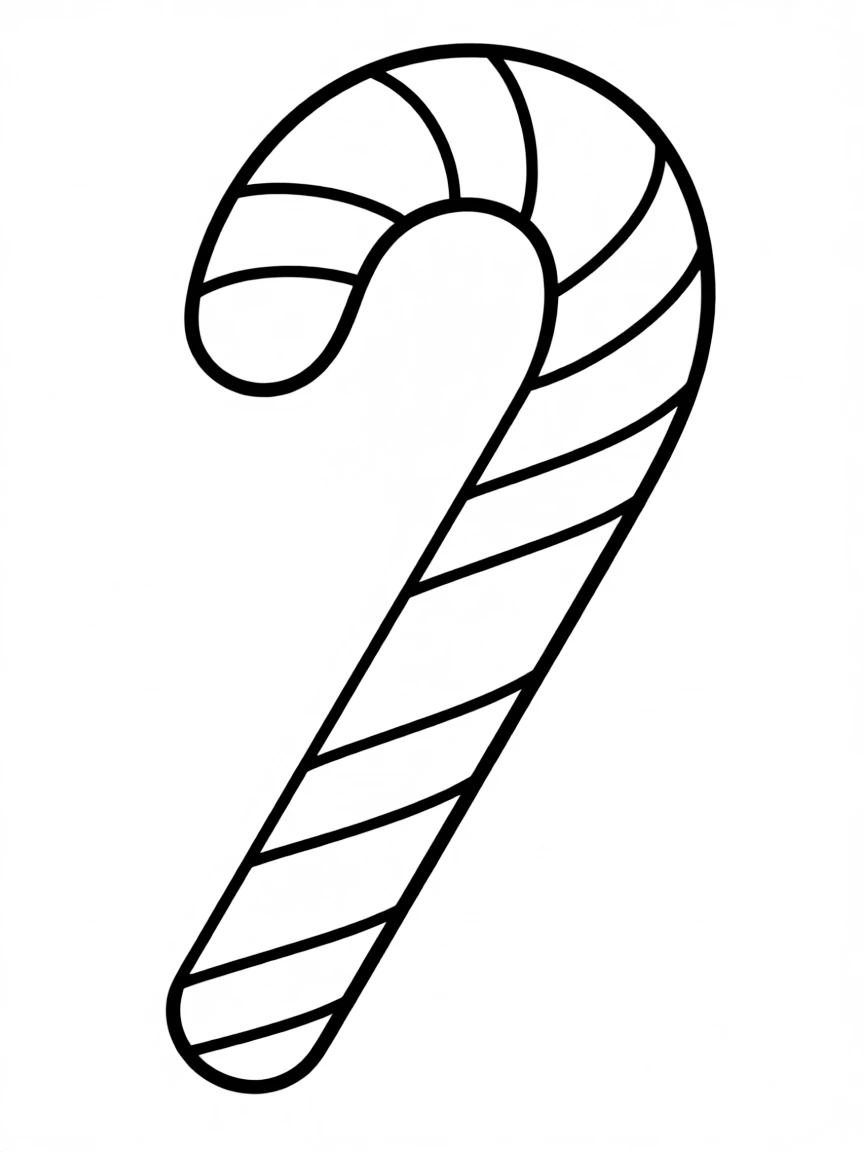 A sweet candy cane with stripes.