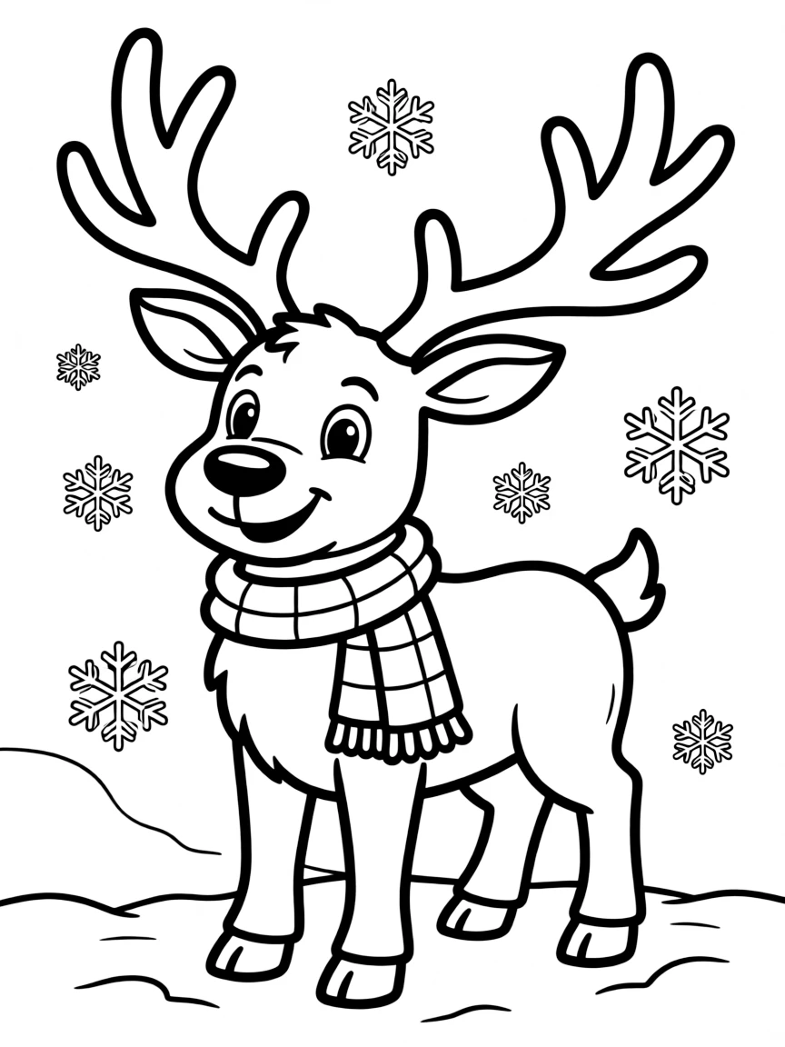 A happy reindeer with antlers.