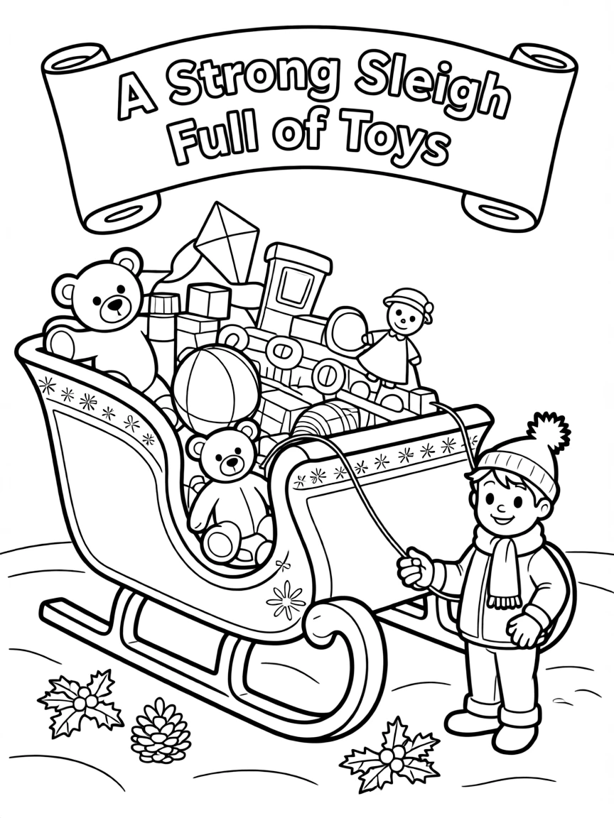A strong sleigh full of toys.