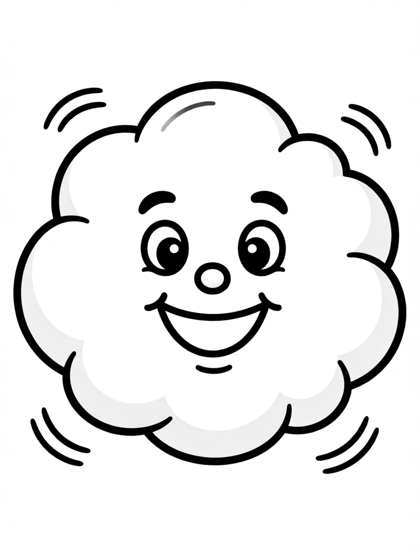 A fluffy cloud with a happy face.