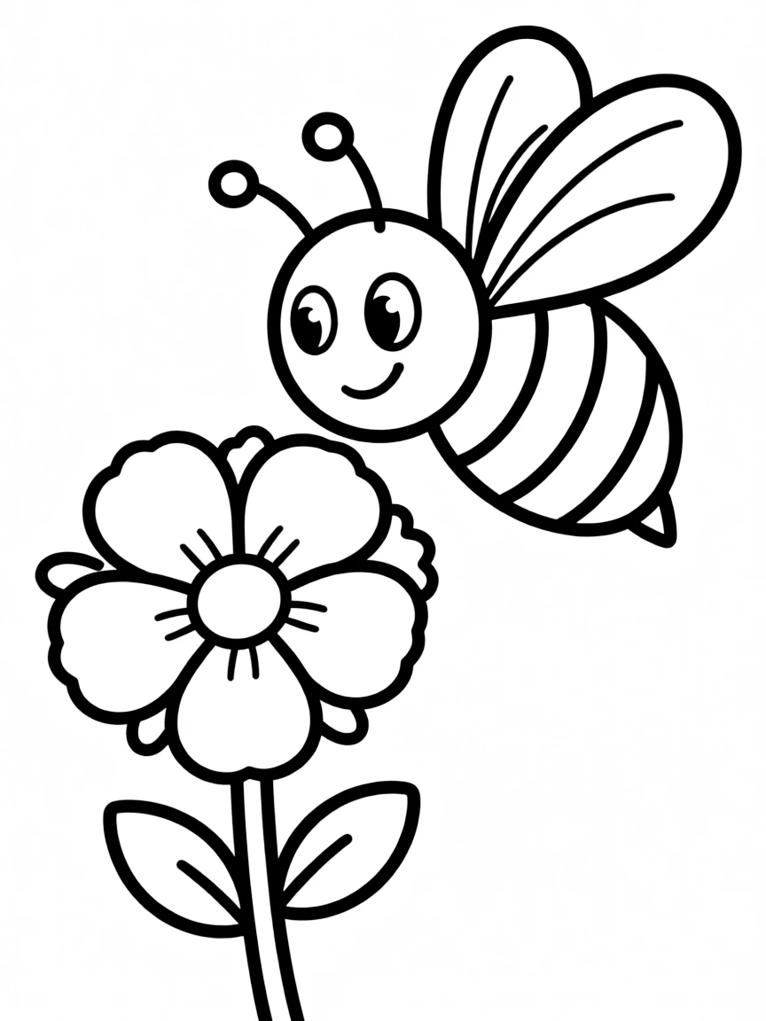 A busy bee flying to a flower.