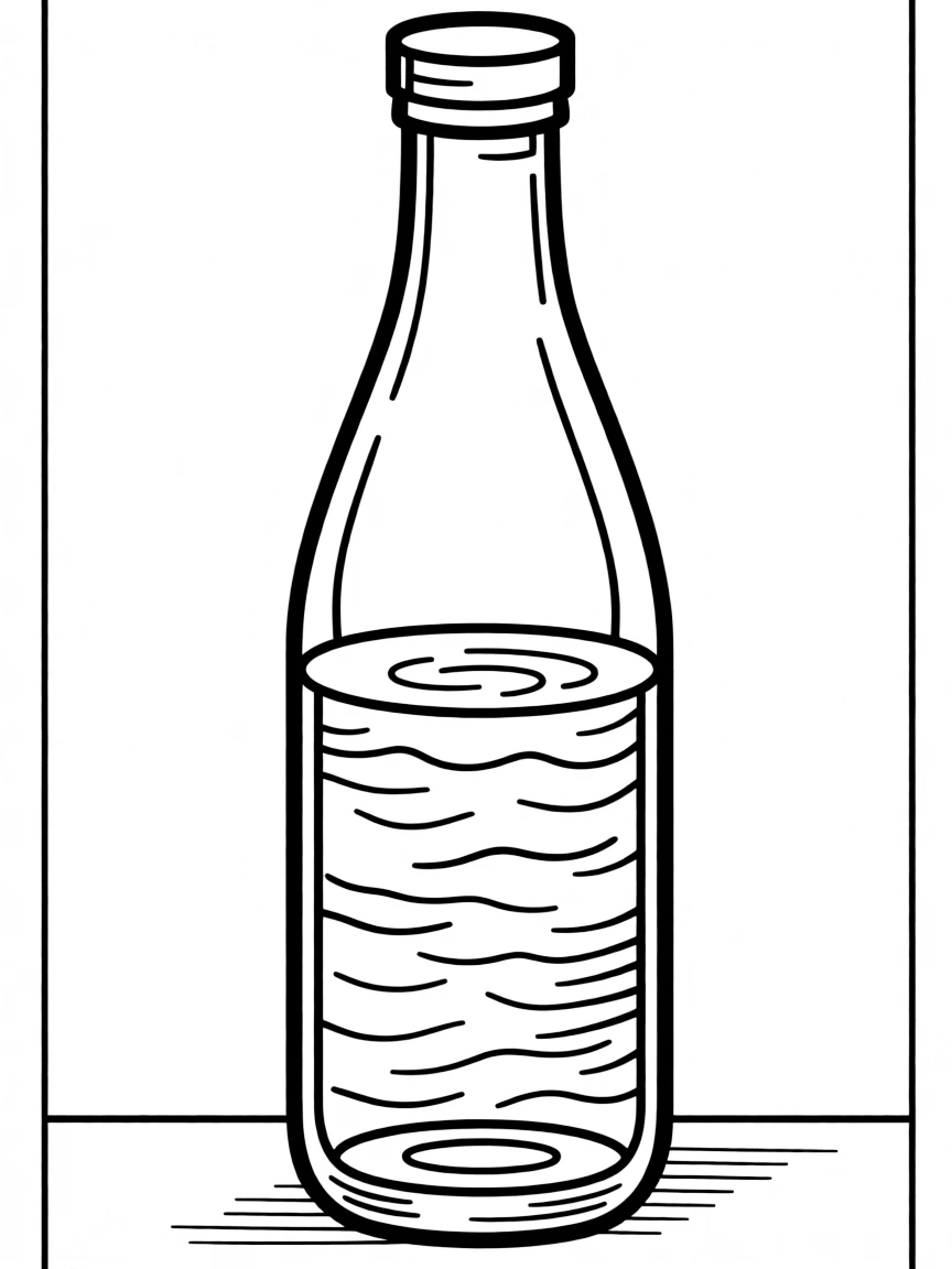 A clear glass bottle with water.