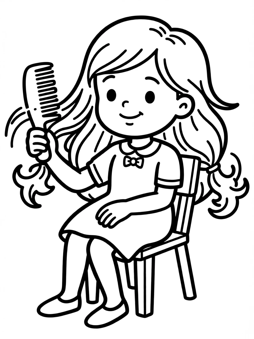 A pointy comb untangling hair.
