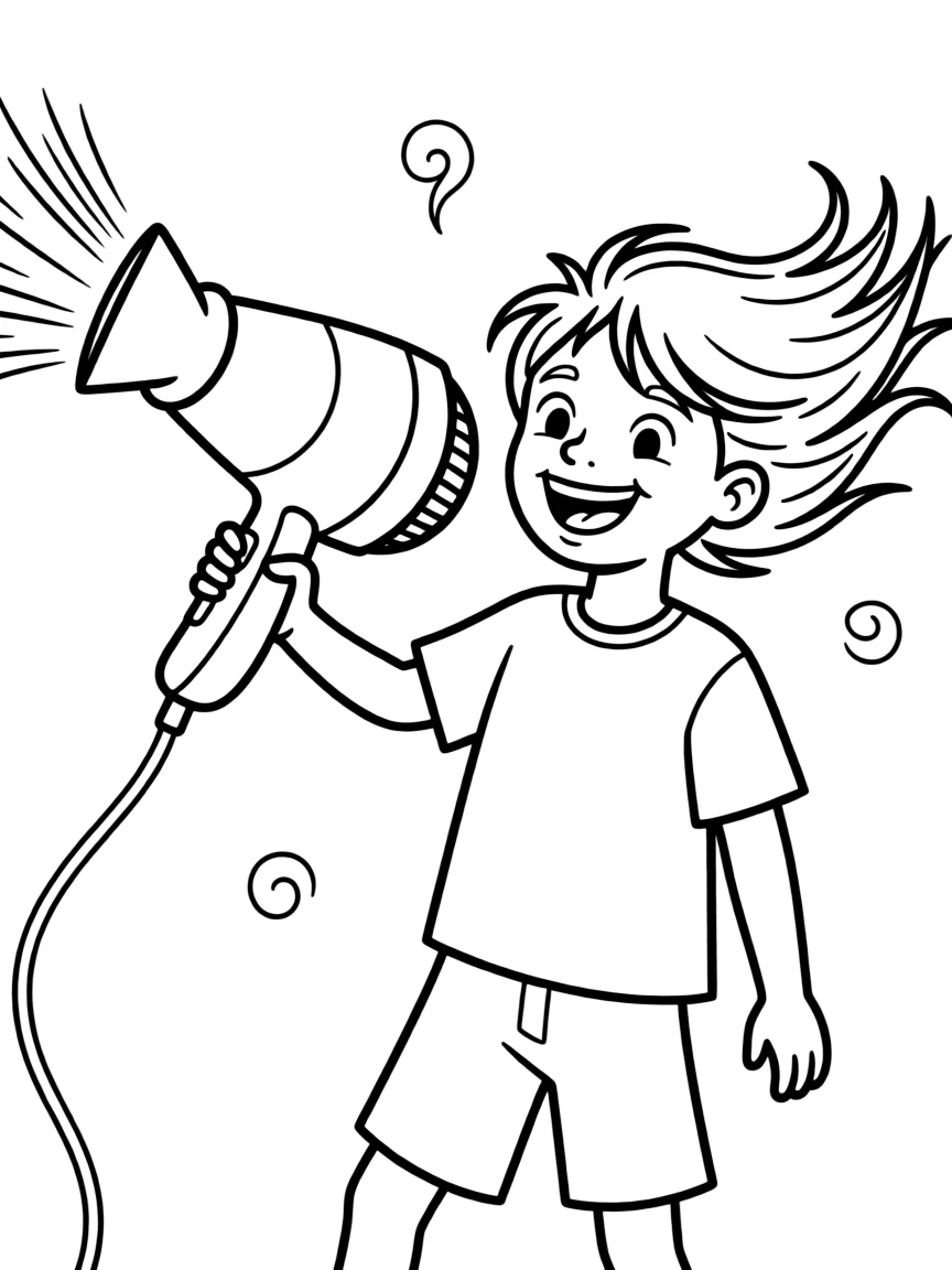 A strong hair dryer blowing air.