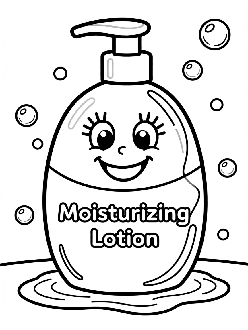 A bubbly lotion bottle moisturizing skin.