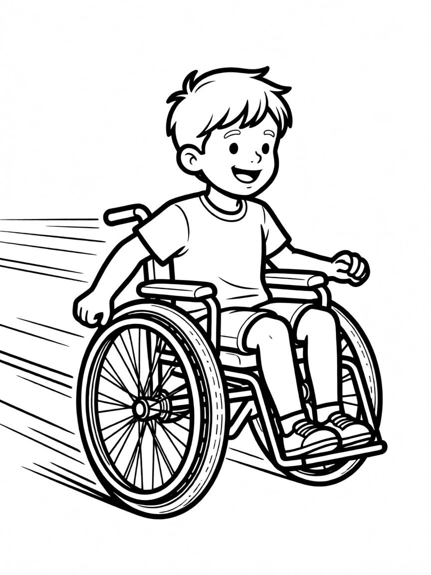 A speedy wheelchair rolling.
