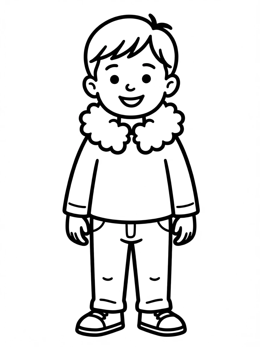 A fluffy collar on a shirt.