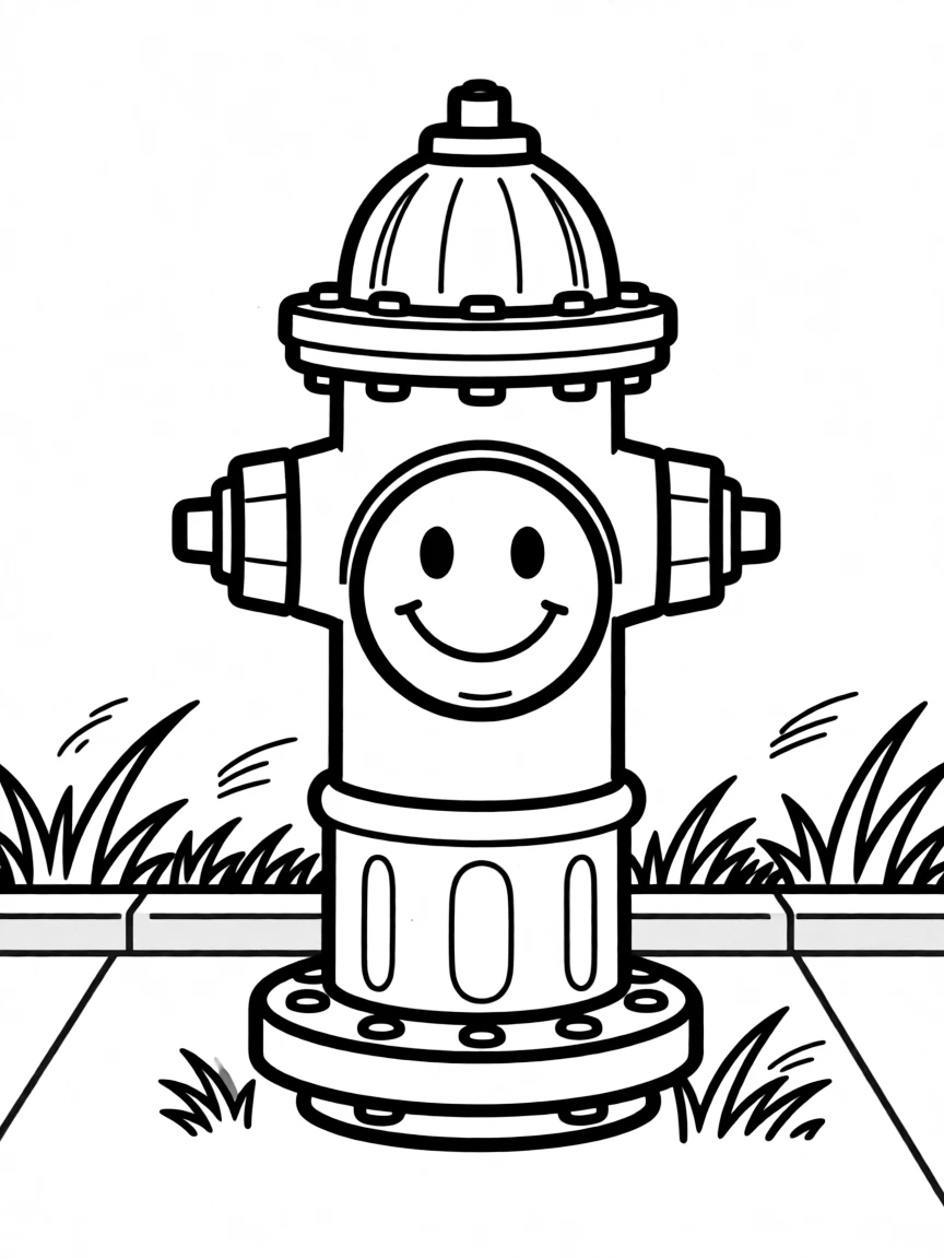 A sunny fire hydrant waiting to be used.