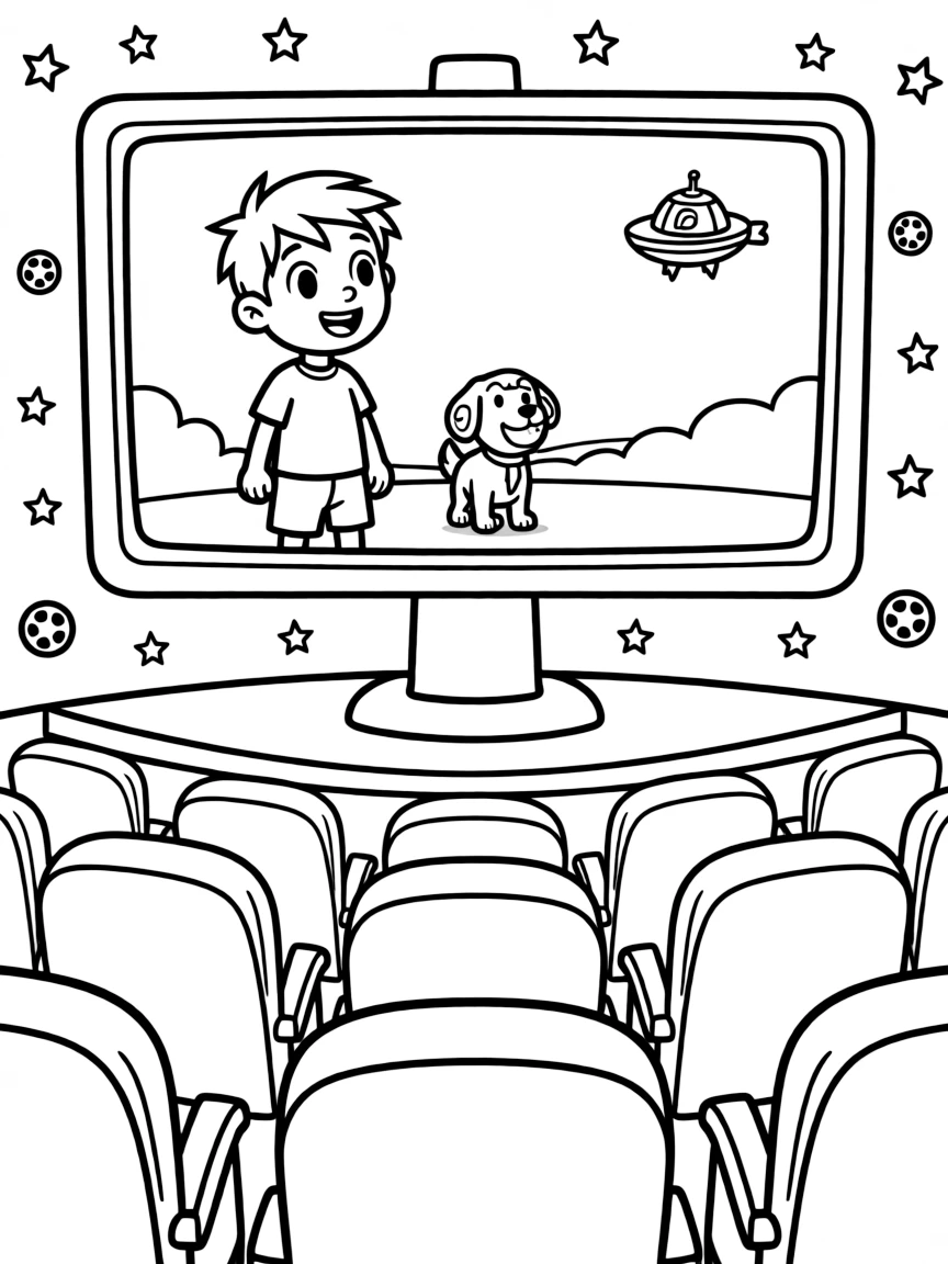 A big movie screen showing a film.
