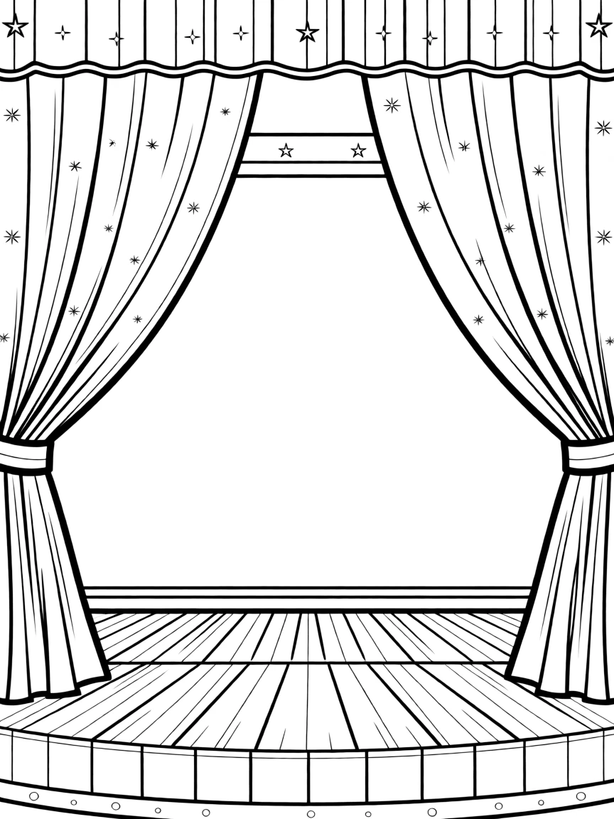A sparkly stage curtain opening.
