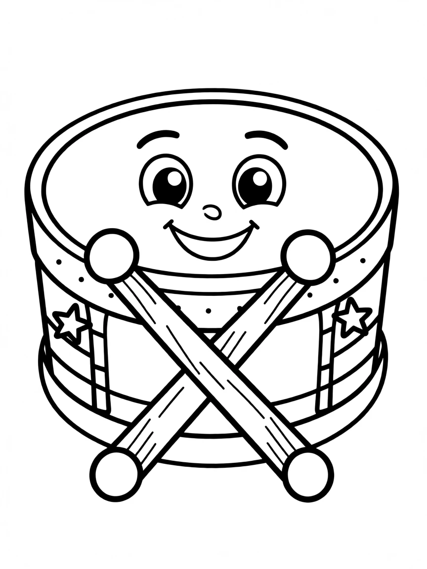 A happy drum with sticks.