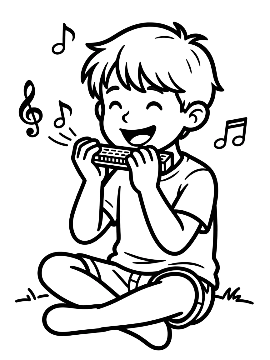 A happy harmonica making sounds.