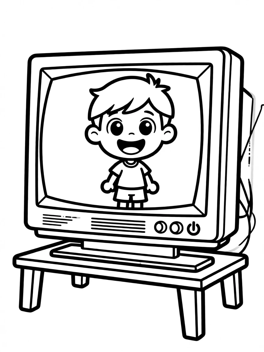 A shiny television showing a cartoon.