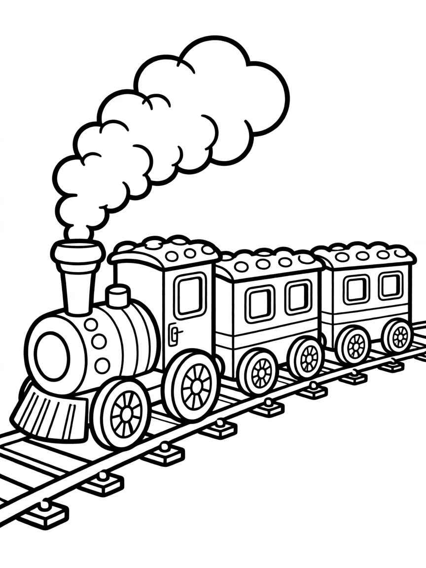 A bumpy toy train chugging.