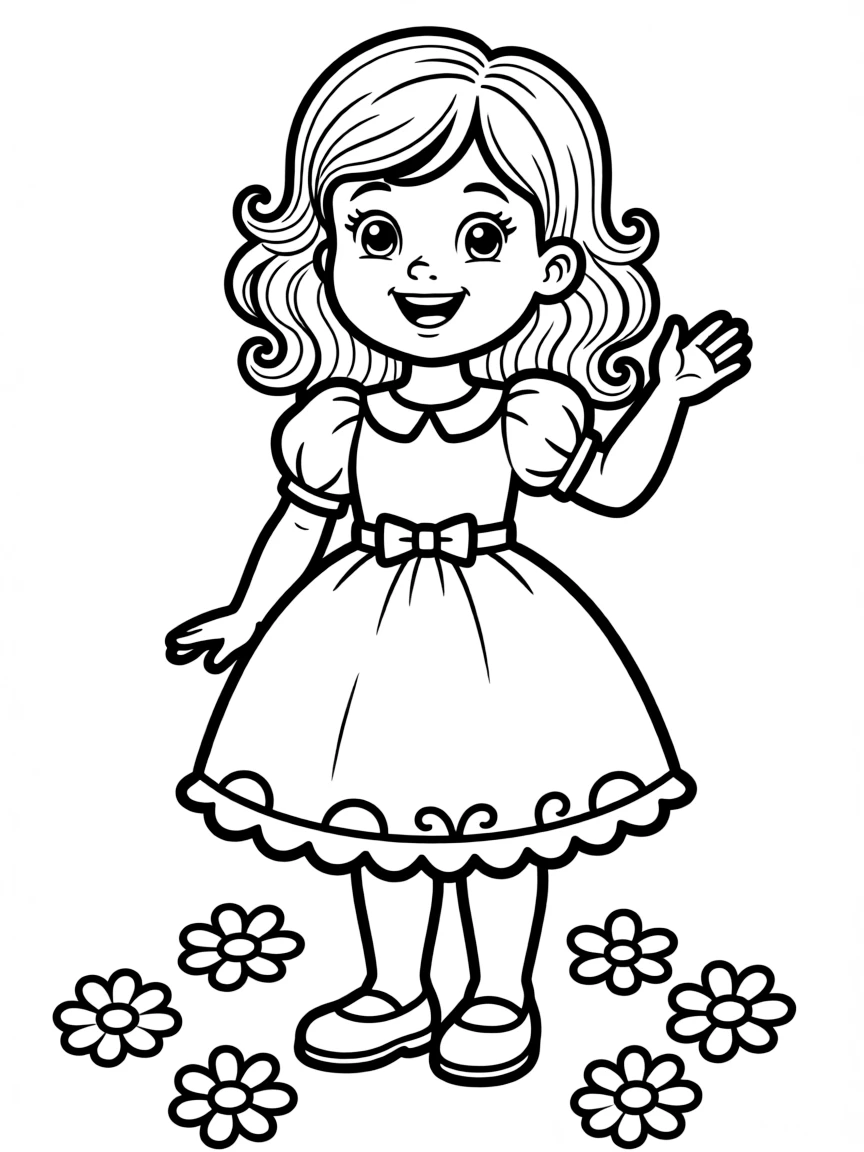 A bubbly doll with a pretty dress.