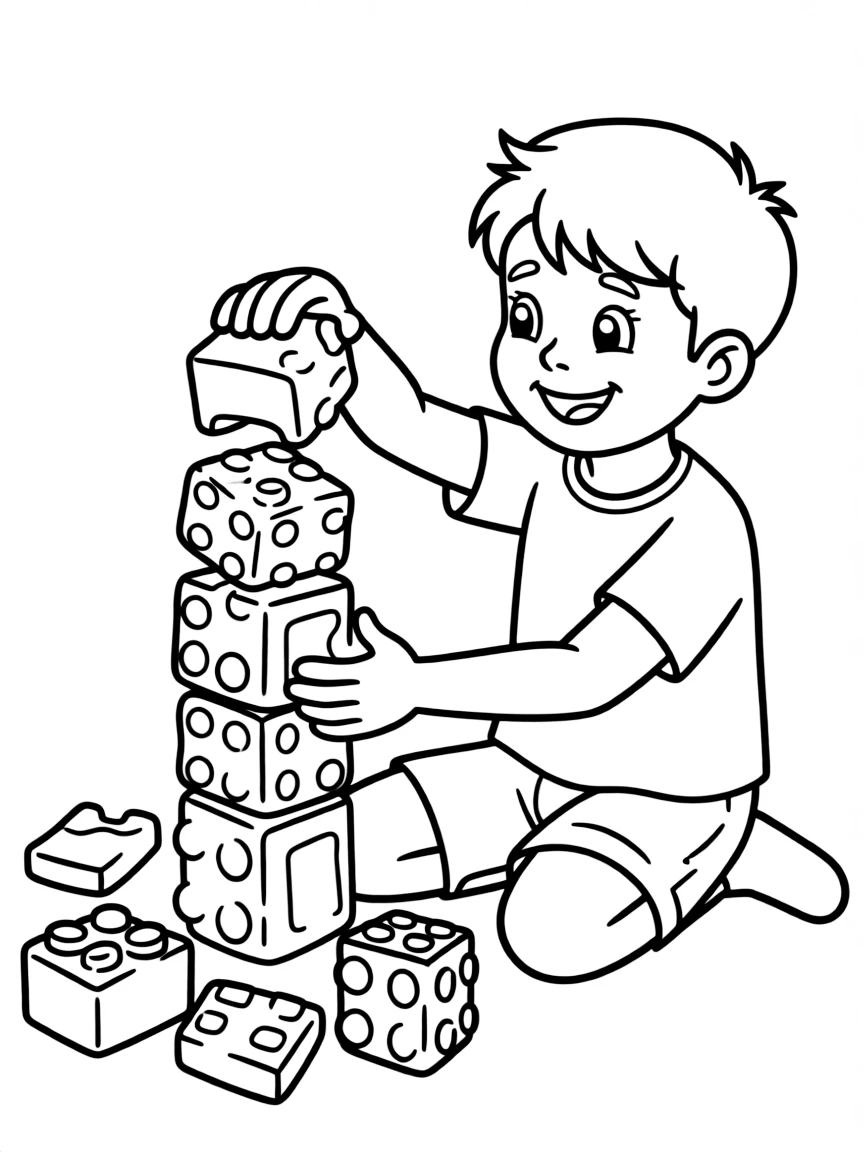 A bumpy building block stacking.