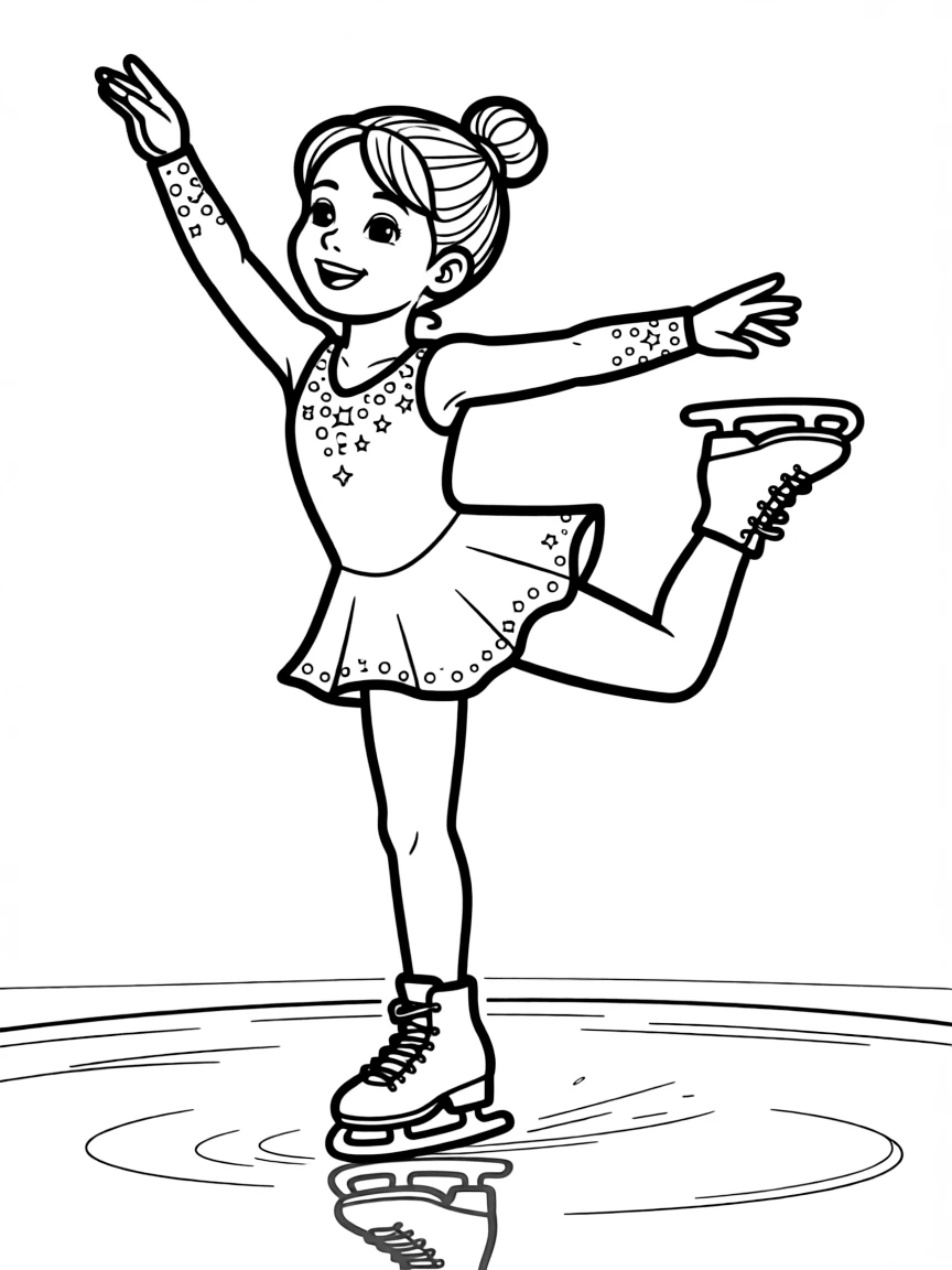 A cute figure skater doing a jump, with a sparkly costume.