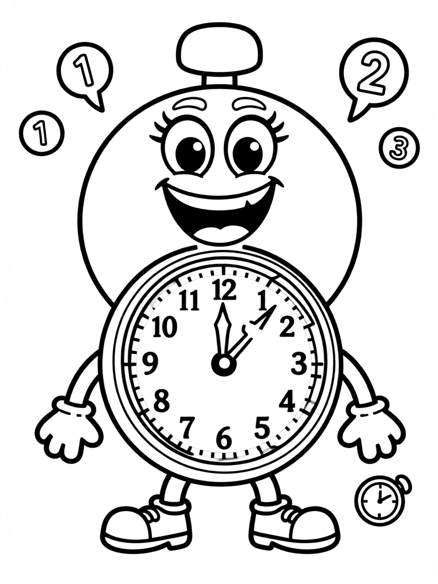 A cute stopwatch with a happy face, counting time.