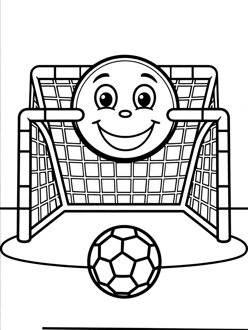 A friendly goal post with a happy face.