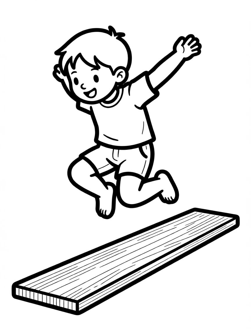 A little long jumper taking off from the board.