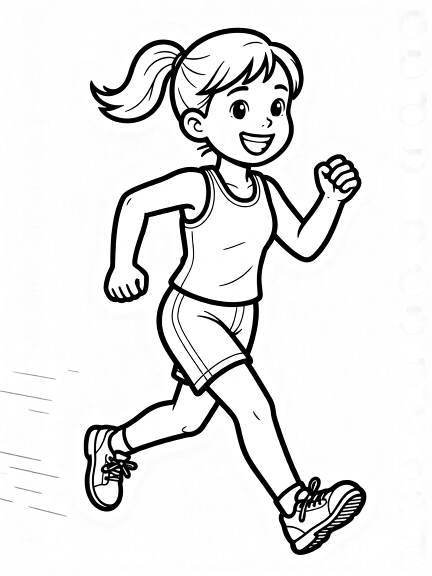 A cheerful race walker swinging their arms.