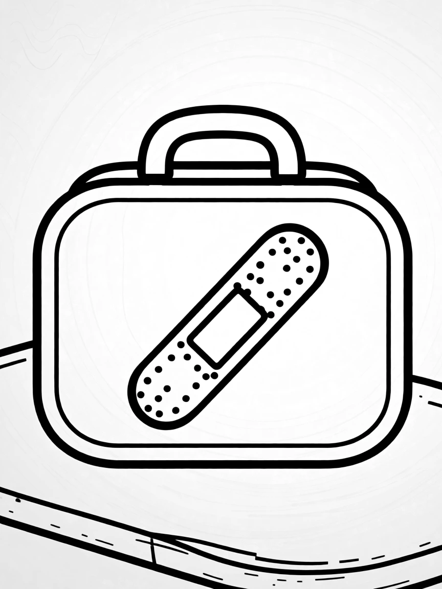 A cute first aid kit with a band-aid on it.