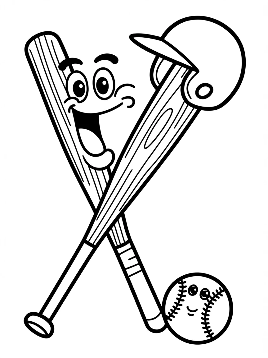 A baseball bat with a big smile, waiting to hit a ball.