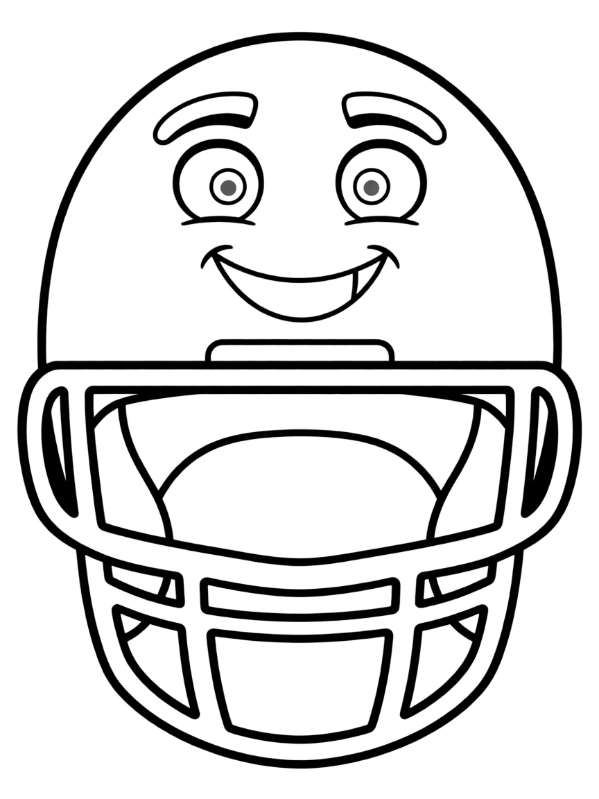 A football helmet with a friendly grin.