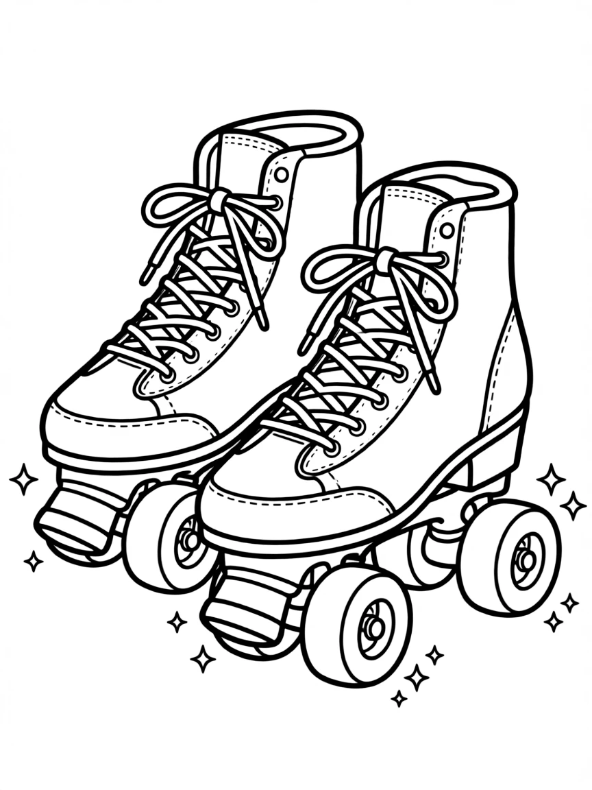 A pair of roller skates with sparkly wheels.