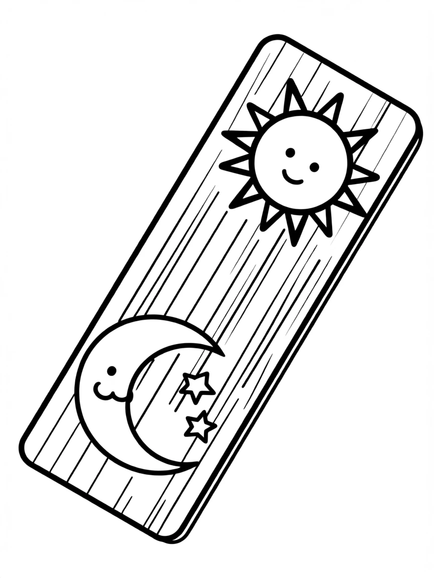 A yoga mat with a sun and moon design.