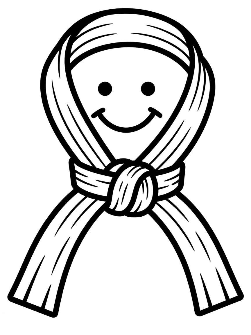 A karate belt tied in a happy knot.