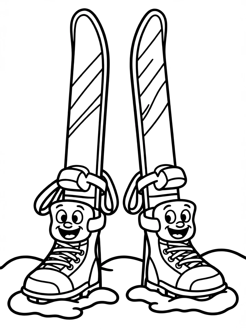 Cross-country skis with happy boots.