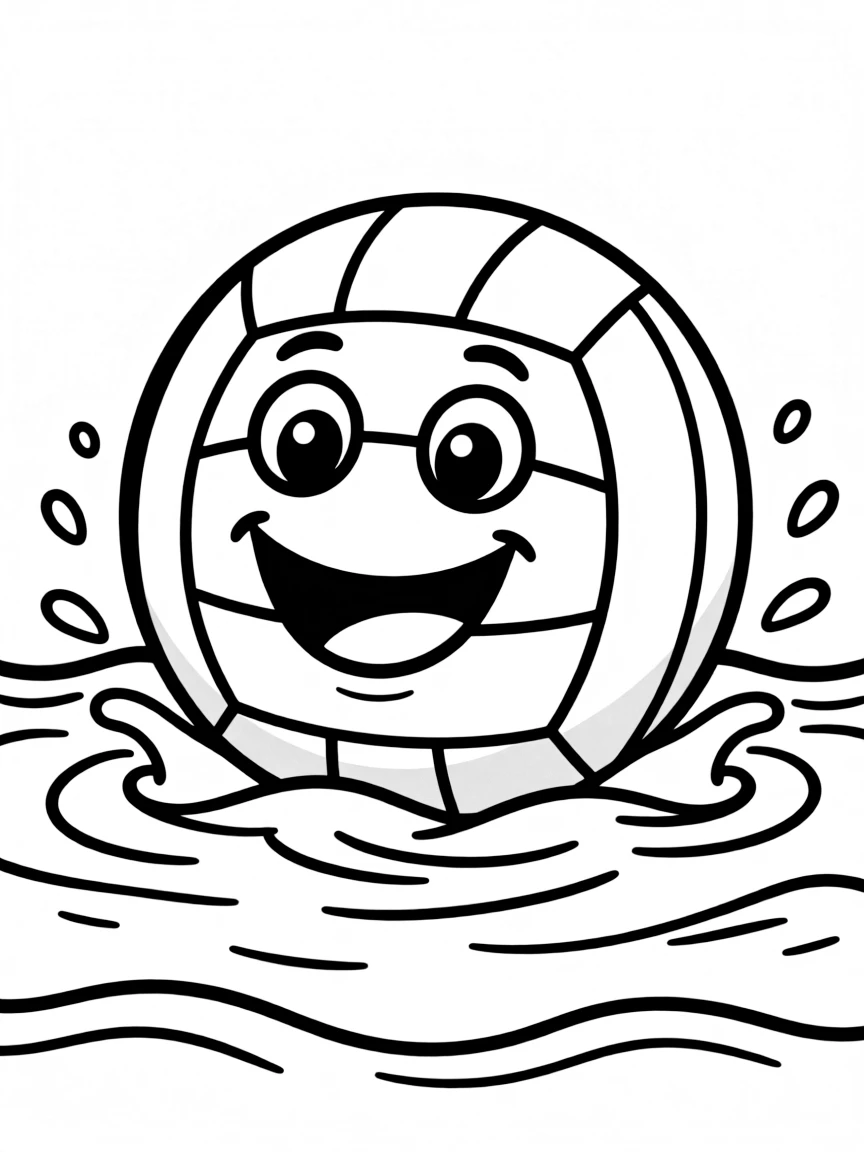 A water polo ball floating happily.