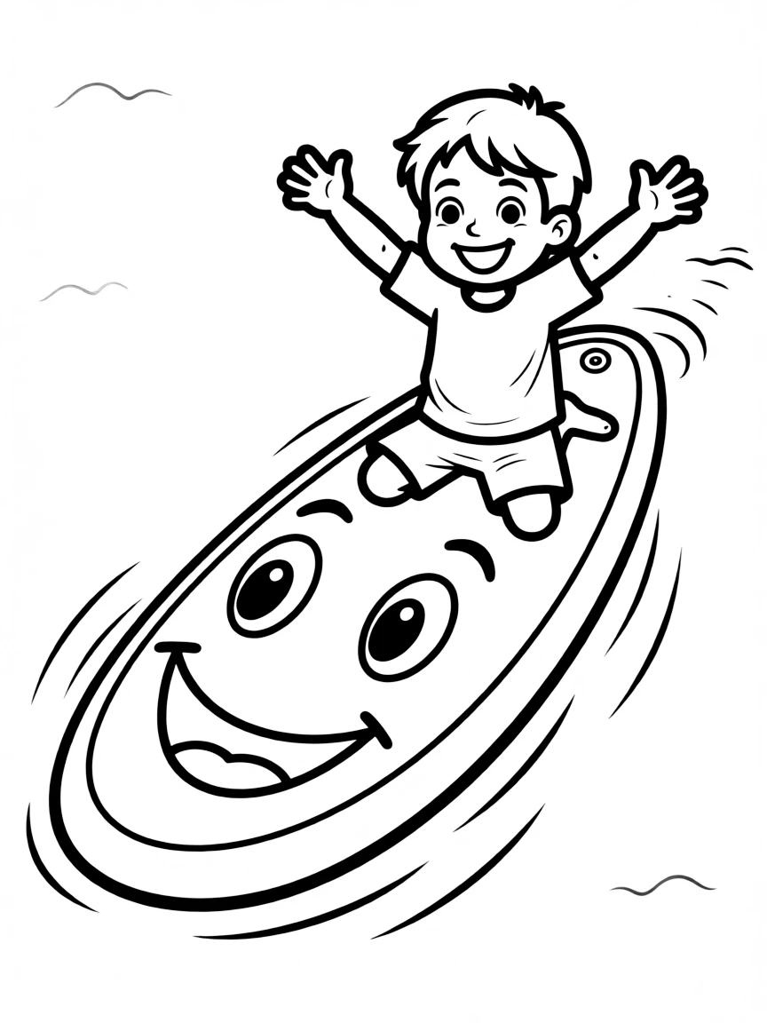 A paddleboard with a happy design.
