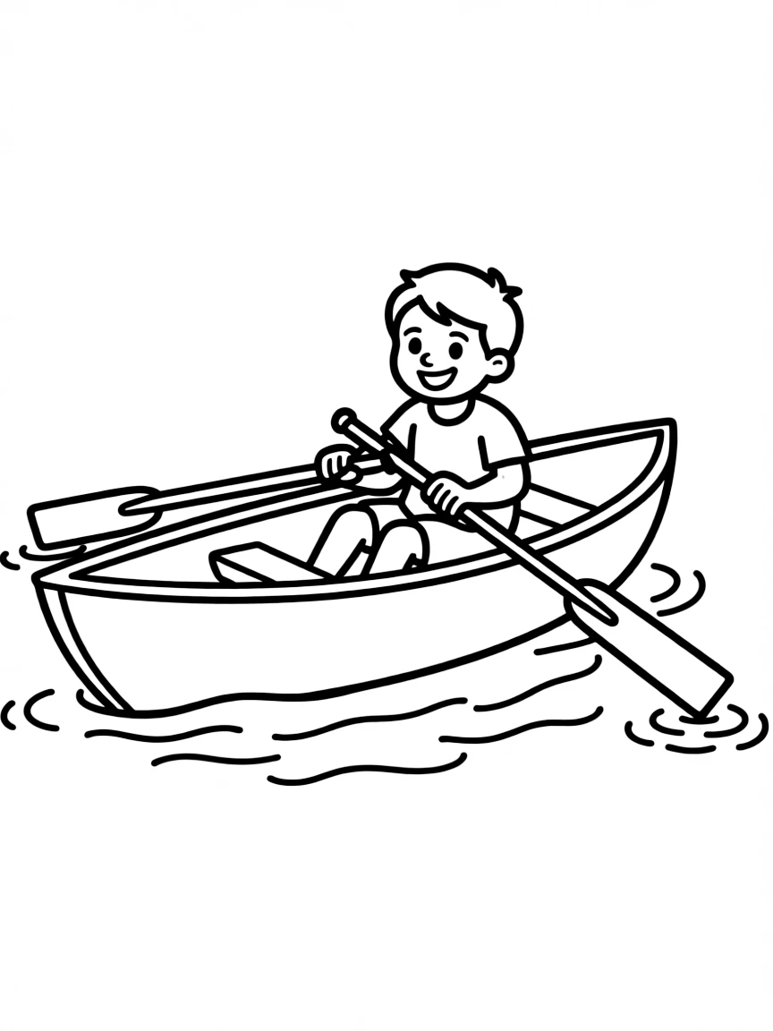 A sculling boat with a smiling rower.