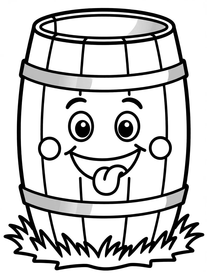 A barrel racing barrel with a happy face.