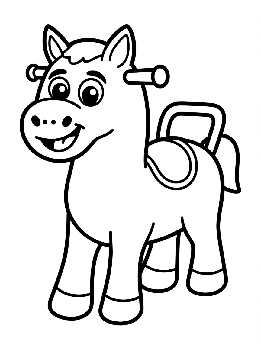 A pommel horse with a happy face.
