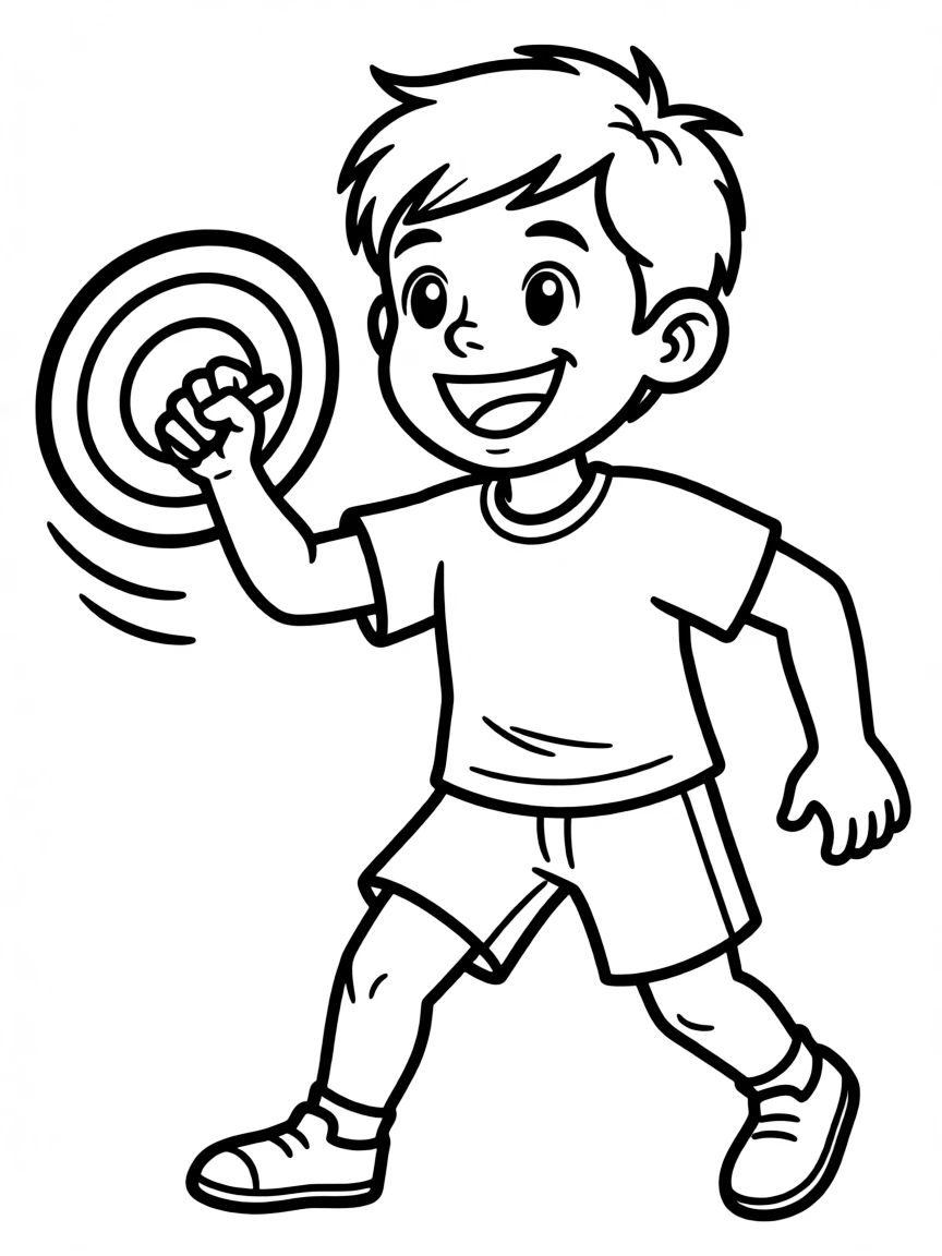 A discus with a happy spin.