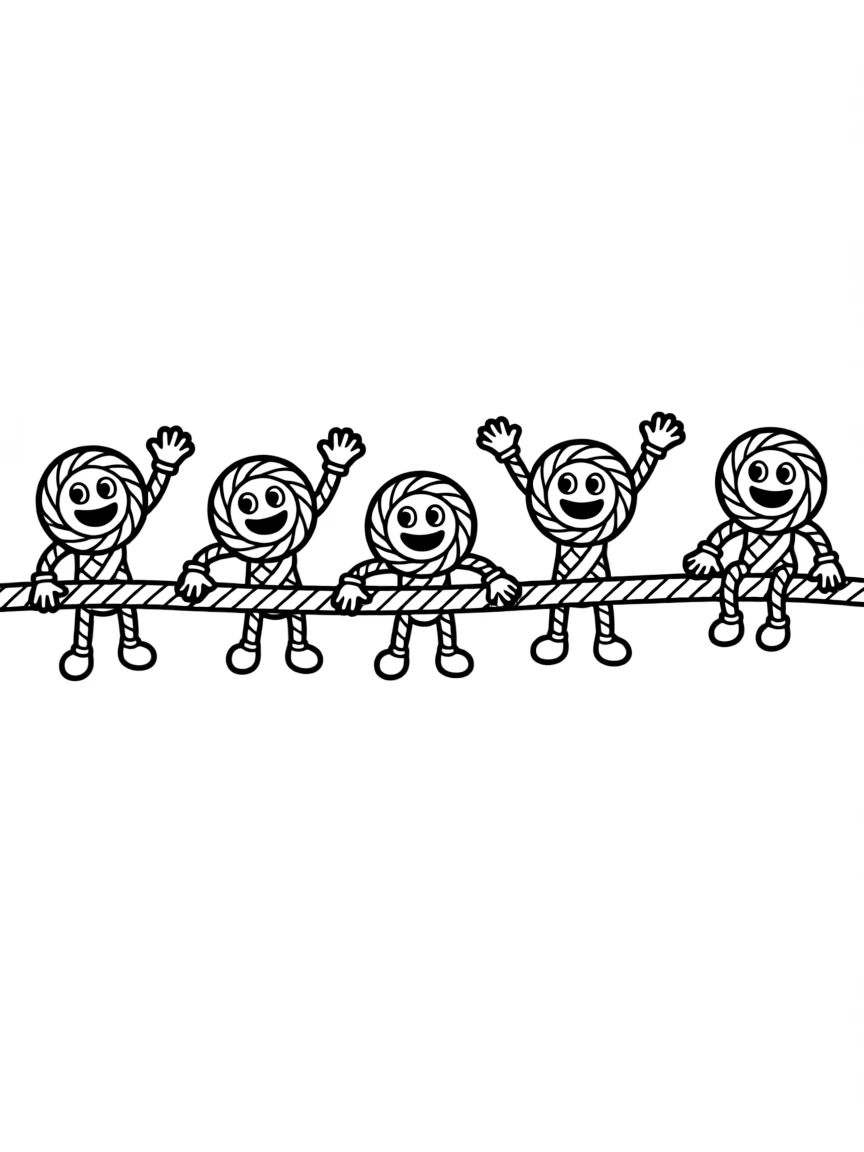 A tug-of-war rope with happy knots.