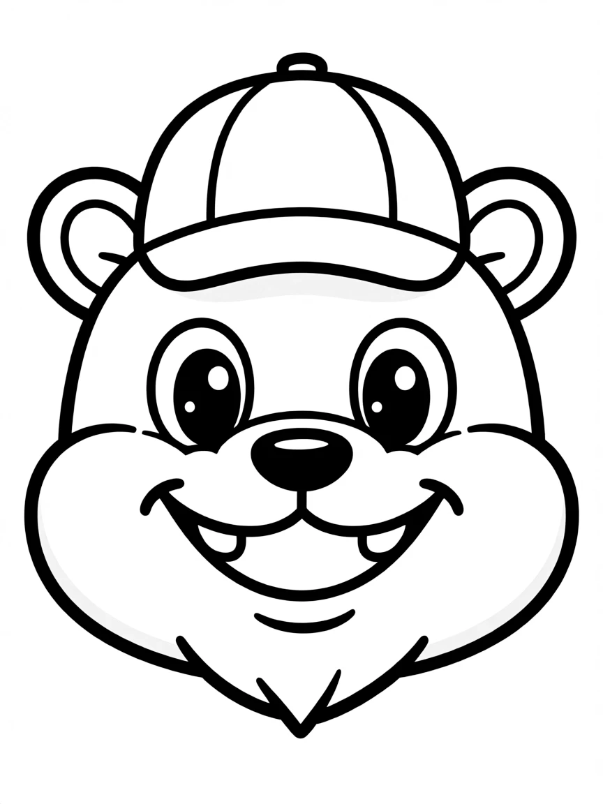 A sports mascot costume head with a friendly face.