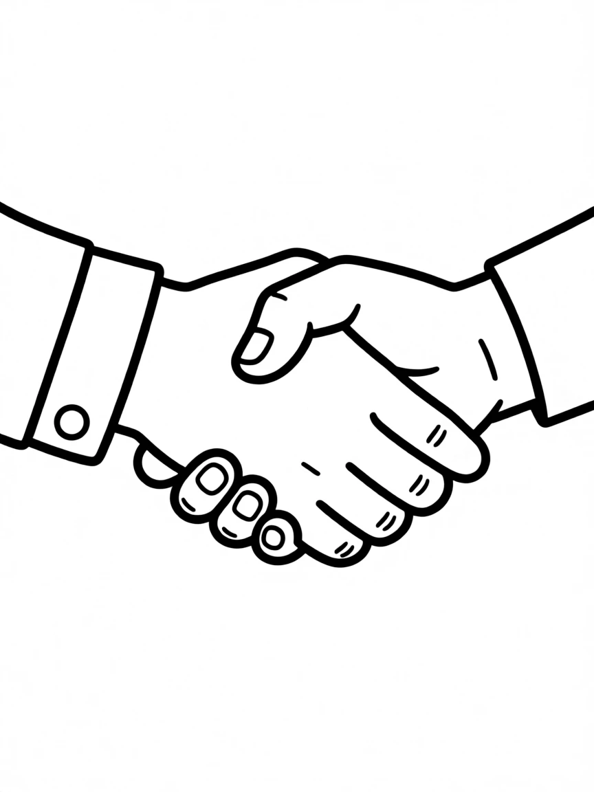 Two happy hands shaking.