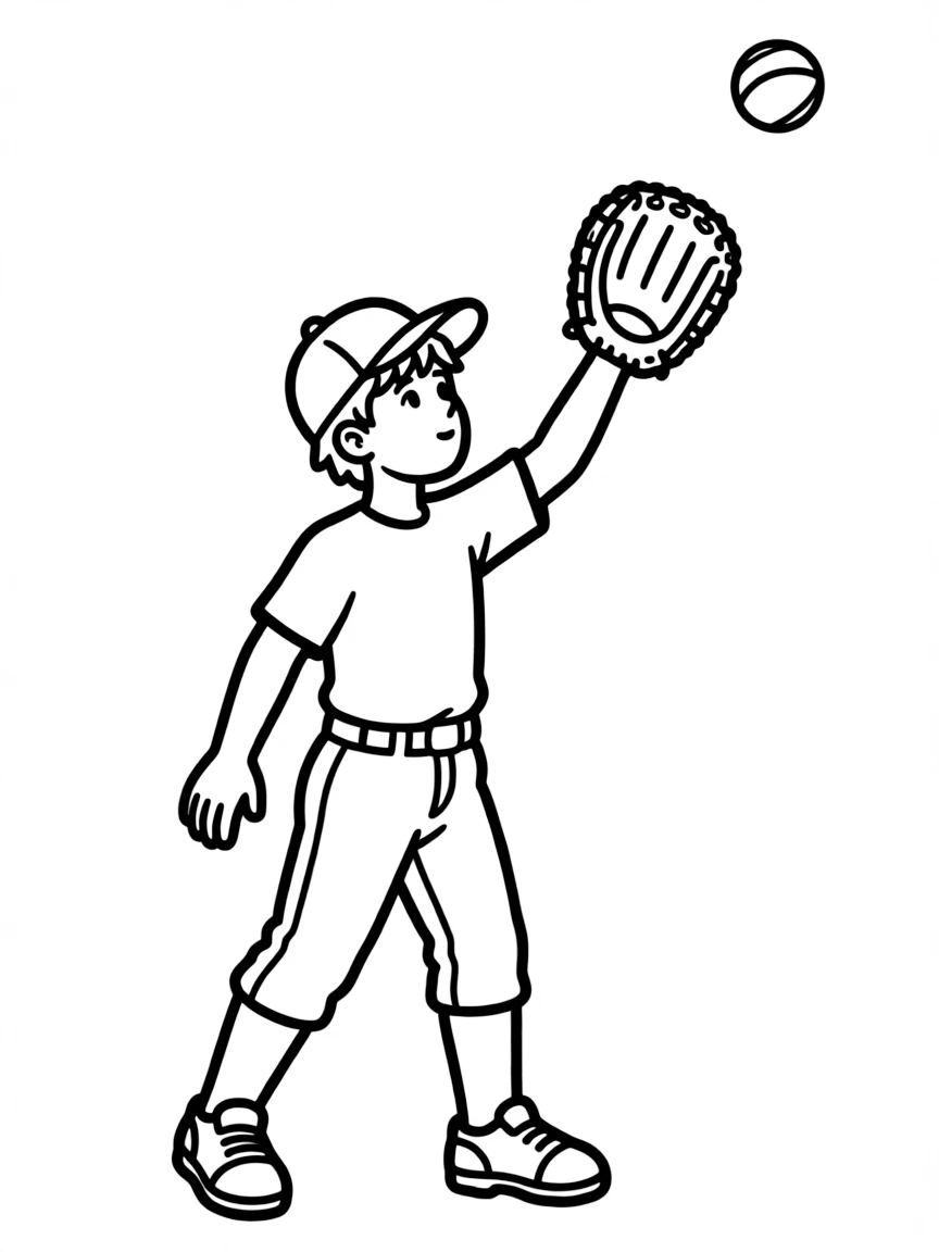 A baseball player catching a fly ball with a big glove.
