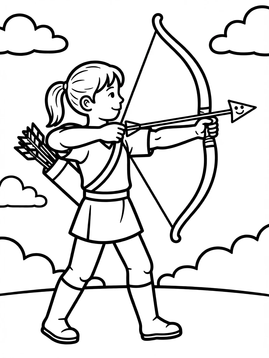 An archer shooting an arrow that carries a happy message.
