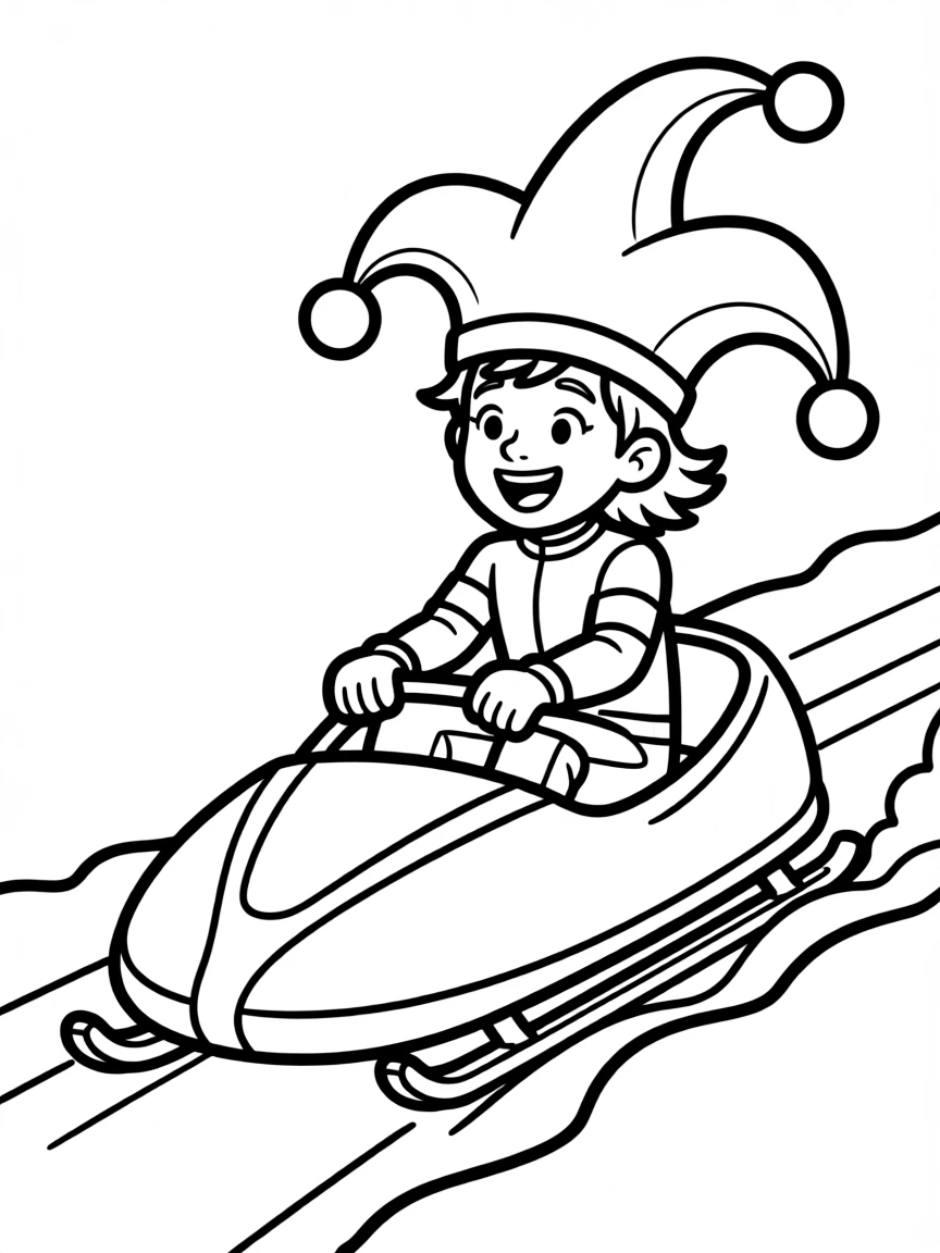 A luge racer wearing a silly hat.