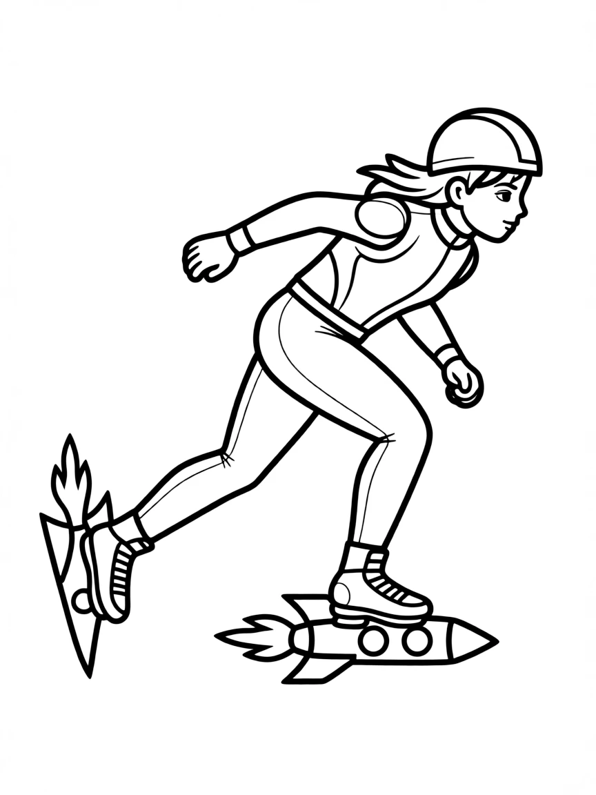 A speed skater with rocket skates.